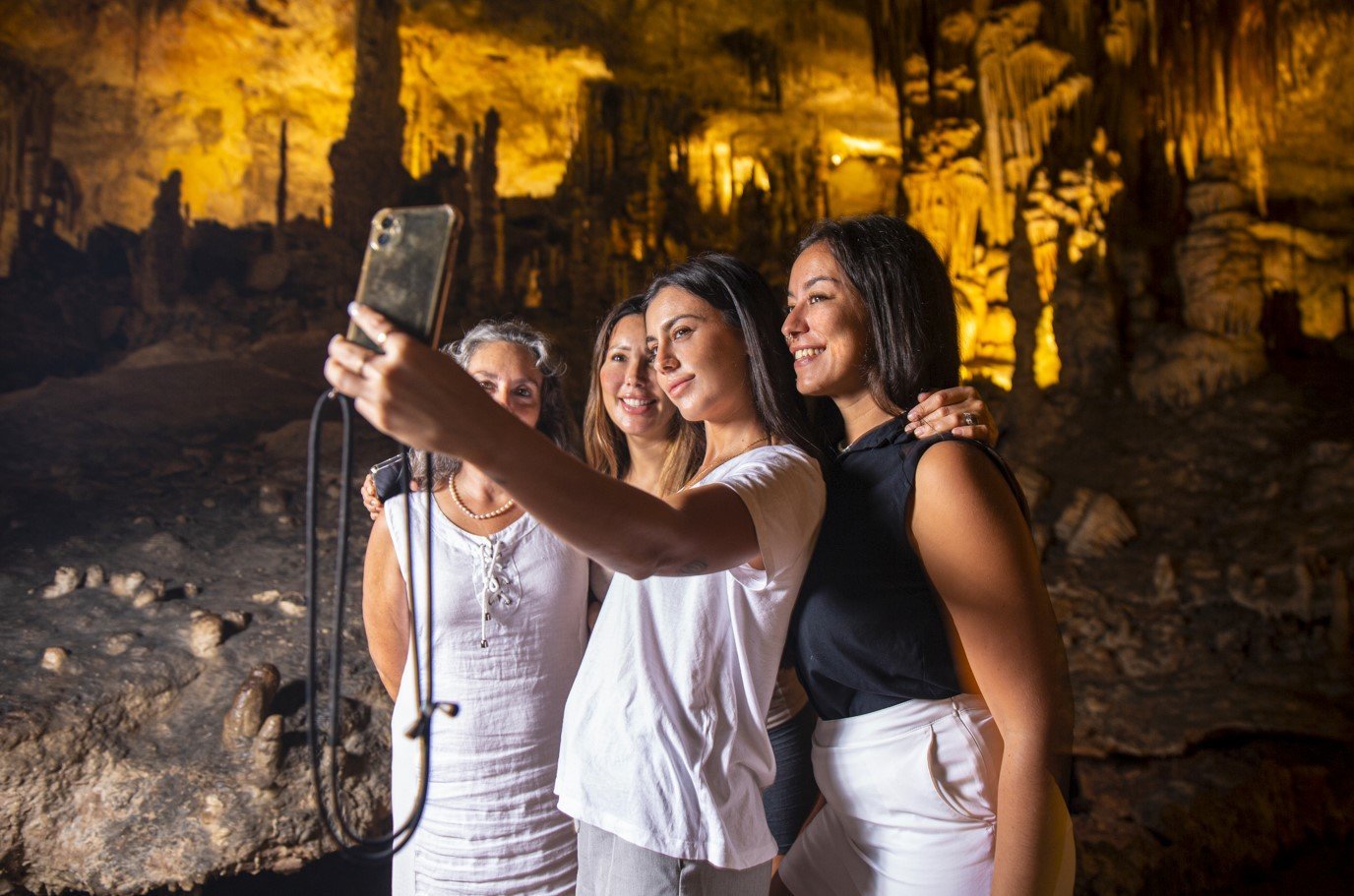 Taking photos at the Caves of Drach